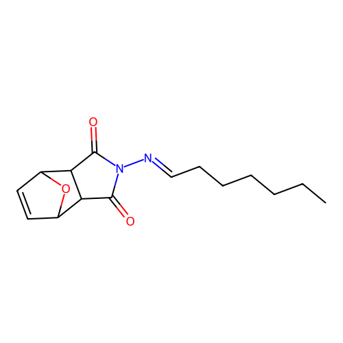 2-(Heptylideneamino)-3a,4,7,7a-tetrahydro-4,7-epoxyisoindole-1,3-dione structure