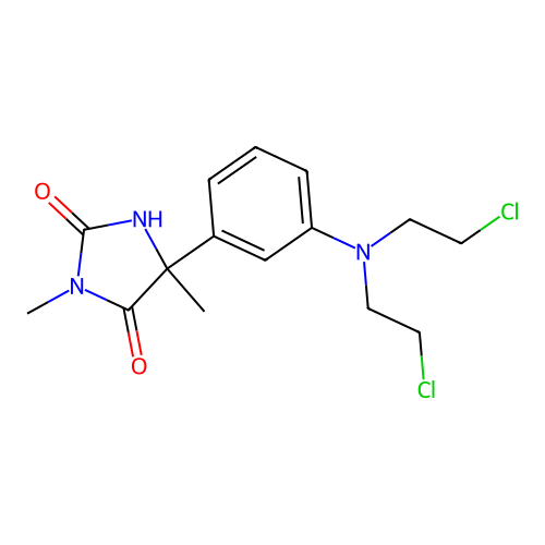 5-[3-[Bis(2-chloroethyl)amino]phenyl]-3,5-dimethylimidazolidine-2,4-dione structure