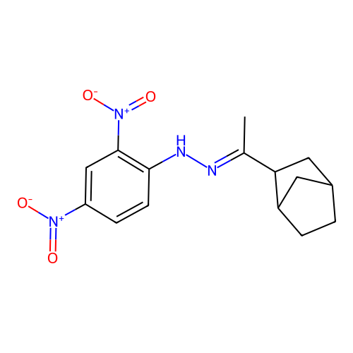 N-[1-(2-bicyclo[2.2.1]heptanyl)ethylideneamino]-2,4-dinitroaniline structure