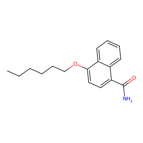 4-(Hexyloxy)naphthalene-1-carboxamide structure