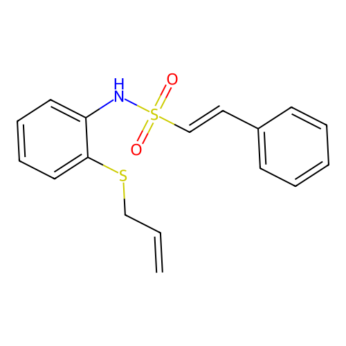 2-phenyl-N-[2-(prop-2-en-1-ylsulfanyl)phenyl]ethene-1-sulfonamide structure