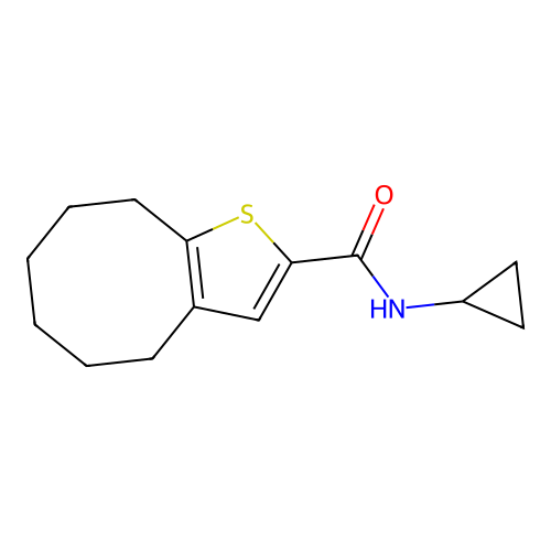 N-cyclopropyl-4,5,6,7,8,9-hexahydrocycloocta[b]thiophene-2-carboxamide structure