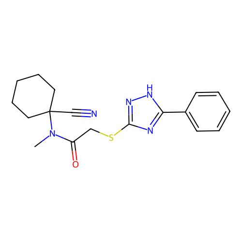 N-(1-cyanocyclohexyl)-N-methyl-2-[(3-phenyl-1H-1,2,4-triazol-5-yl)sulfanyl]acetamide structure