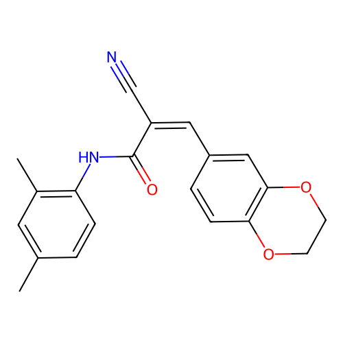 (Z)-2-Cyano-3-(2,3-dihydro-1,4-benzodioxin-6-yl)-N-(2,4-dimethylphenyl)prop-2-enamide structure