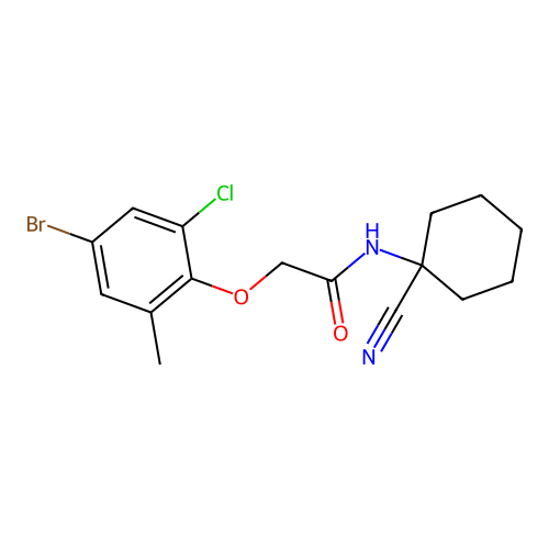 2-(4-bromo-2-chloro-6-methylphenoxy)-N-(1-cyanocyclohexyl)acetamide structure