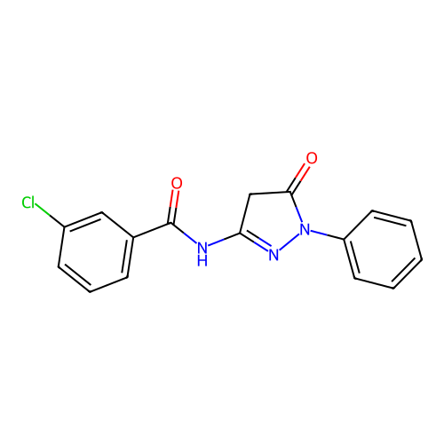 (3-chlorophenyl)-N-(5-oxo-1-phenyl(2-pyrazolin-3-yl))carboxamide structure