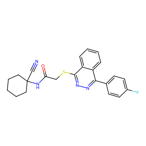 N-(1-cyanocyclohexyl)-2-{[4-(4-fluorophenyl)phthalazin-1-yl]sulfanyl}acetamide structure