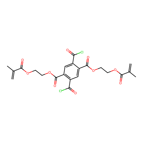 Bis(2-((2-methyl-1-oxoallyl)oxy)ethyl) 2,5-bis(chloroformyl)terephthalate structure