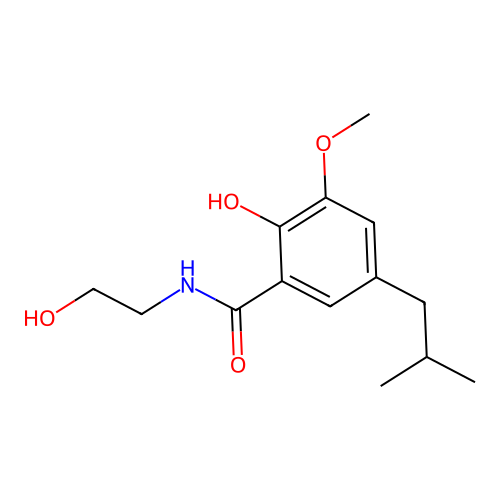 N-(2-Hydroxyethyl)-5-isobutyl-3-methoxysalicylamide structure