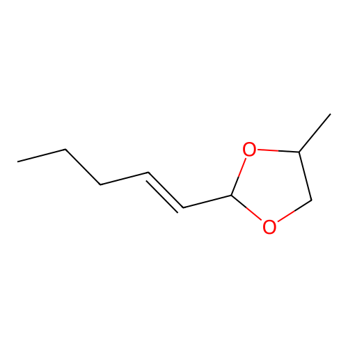 4-Methyl-2-(1-penten-1-yl)-1,3-dioxolane structure