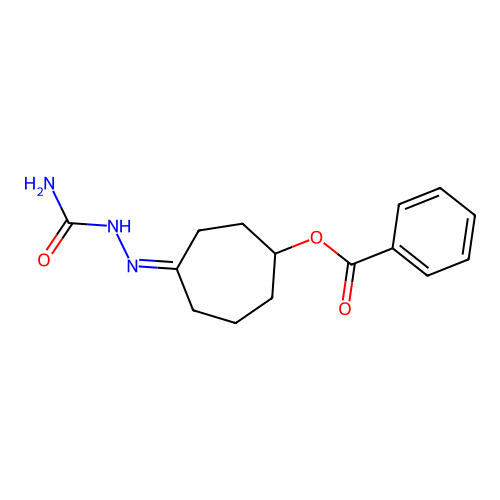 [4-(Carbamoylhydrazinylidene)cycloheptyl] benzoate structure