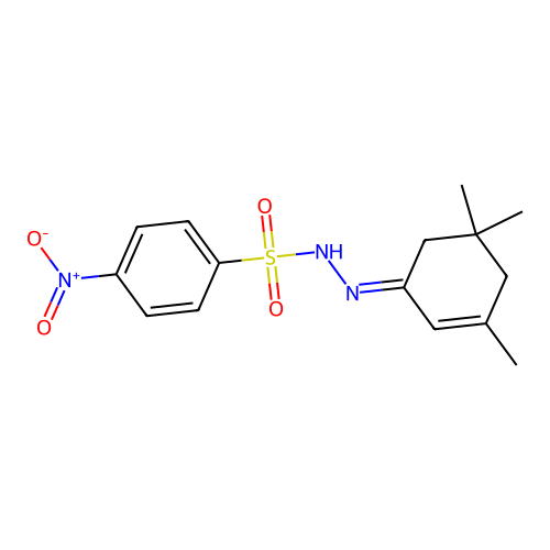 4-nitro-N-[(3,5,5-trimethylcyclohex-2-en-1-ylidene)amino]benzenesulfonamide structure