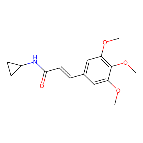 N-cyclopropyl-3-(3,4,5-trimethoxyphenyl)prop-2-enamide structure