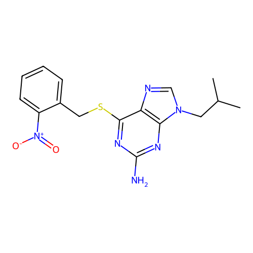 9-(2-Methylpropyl)-6-{[(2-nitrophenyl)methyl]sulfanyl}-9H-purin-2-amine structure