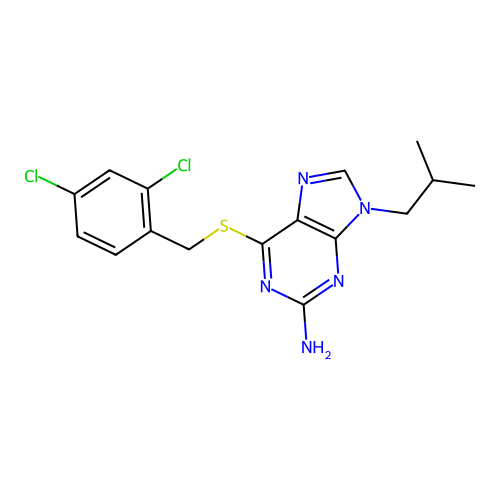 6-((2,4-Dichlorobenzyl)thio)-9-isobutyl-9H-purin-2-amine structure