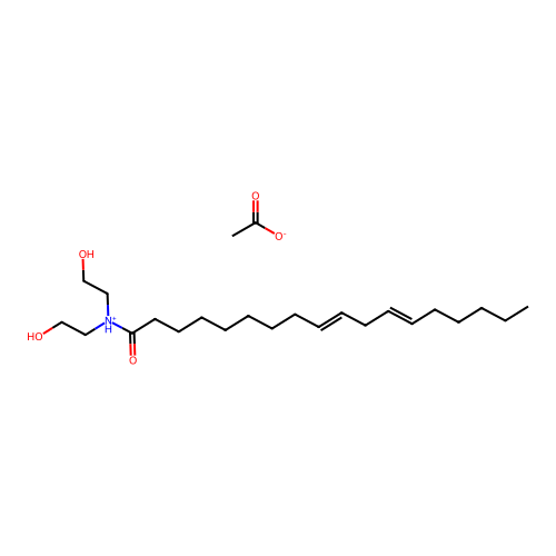 Bis(2-hydroxyethyl)-octadeca-9,12-dienoylazanium acetate structure