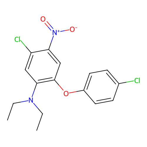 5-chloro-2-(4-chlorophenoxy)-N,N-diethyl-4-nitroaniline structure