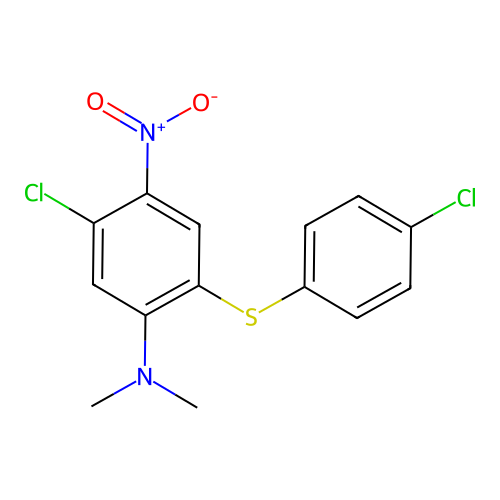 5-Chloro-2-((4-chlorophenyl)thio)-N,N-dimethyl-4-nitroaniline structure