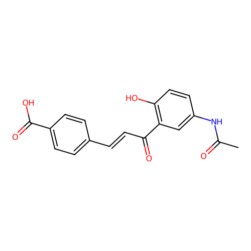 4-(3-(5-(Acetylamino)-2-hydroxyphenyl)-3-oxo-1-propen-1-yl)benzoic acid structure