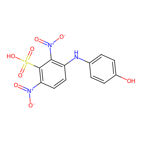 3-((4-Hydroxyphenyl)amino)-2,6-dinitrobenzenesulphonic acid structure