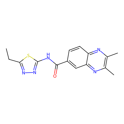N-(5-ethyl-1,3,4-thiadiazol-2-yl)-2,3-dimethylquinoxaline-6-carboxamide structure