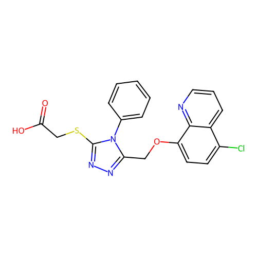 2-[[5-[(5-chloroquinolin-8-yl)oxymethyl]-4-phenyl-1,2,4-triazol-3-yl]sulfanyl]acetic Acid structure