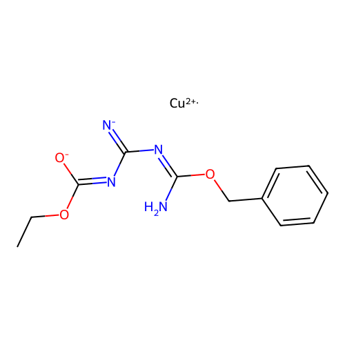 Copper, (ethyl (imino((imino(phenylmethoxy)methyl)amino)methyl)carbamato(2-))- structure