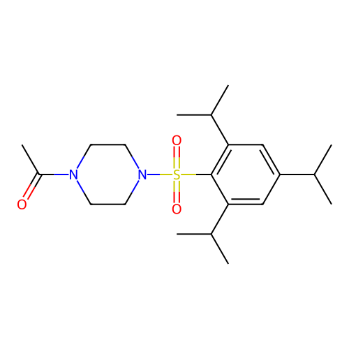 1-Acetyl-4-{[2,4,6-tris(methylethyl)phenyl]sulfonyl}piperazine structure