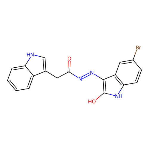 5-Bromo-3-(2-(indol-3-yl)acetylhydrazidyl)-2-oxoindoline structure