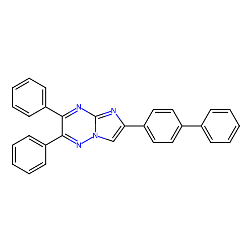 6-([1,1'-Biphenyl]-4-yl)-2,3-diphenylimidazo[1,2-b][1,2,4]triazine structure