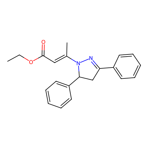 ethyl (E)-3-(3,5-diphenyl-3,4-dihydropyrazol-2-yl)but-2-enoate structure