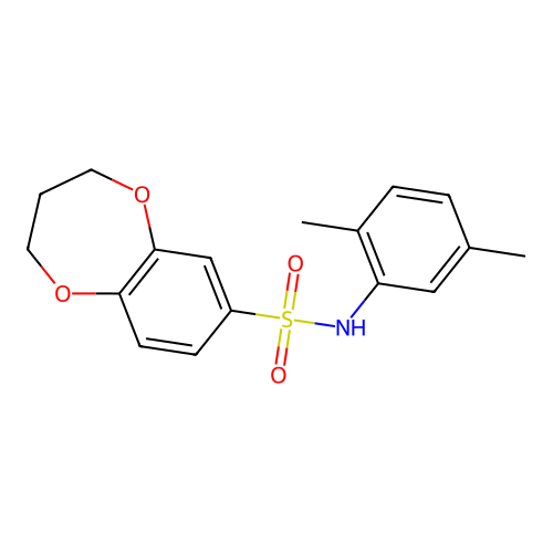 N-(2,5-dimethylphenyl)-3,4-dihydro-2H-1,5-benzodioxepine-7-sulfonamide structure