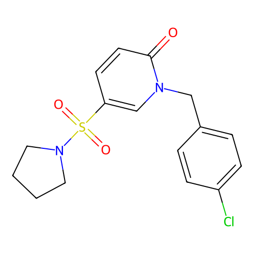 1-[(4-Chlorophenyl)methyl]-5-pyrrolidin-1-ylsulfonylpyridin-2-one structure