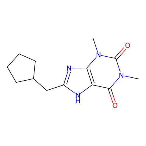 8-(Cyclopentylmethyl)-1,3-dimethyl-1H-purine-2,6(3H,7H)-dione structure