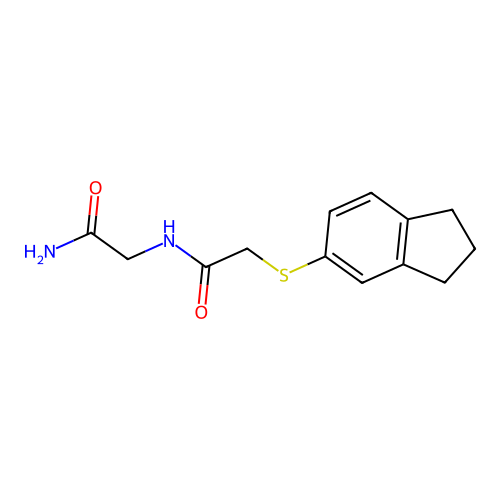 n-(2-Amino-2-oxoethyl)-2-((2,3-dihydro-1h-inden-5-yl)thio)acetamide structure