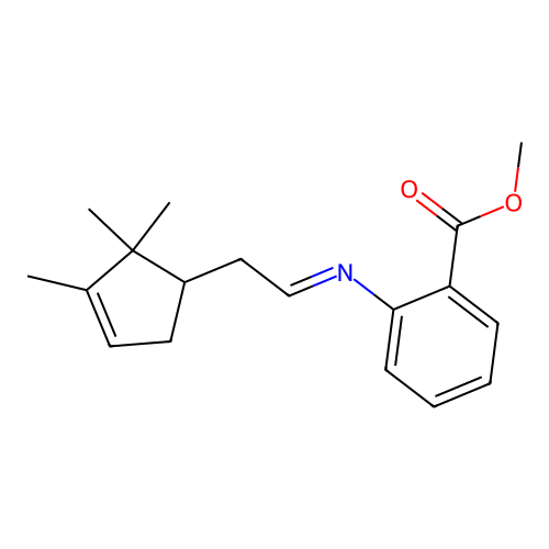 Methyl 2-[[2-(2,2,3-trimethyl-3-cyclopenten-1-yl)ethylidene]amino]benzoate structure