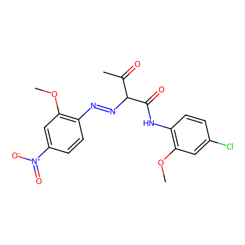 N-(4-Chloro-2-methoxyphenyl)-2-((2-methoxy-4-nitrophenyl)azo)-3-oxobutyramide structure