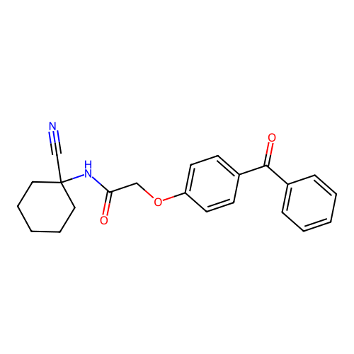 2-(4-benzoylphenoxy)-N-(1-cyanocyclohexyl)acetamide structure
