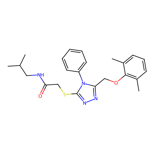 2-[[5-[(2,6-Dimethylphenoxy)methyl]-4-phenyl-4H-1,2,4-triazol-3-yl]thio]-N-(2-methylpropyl)acetamide structure