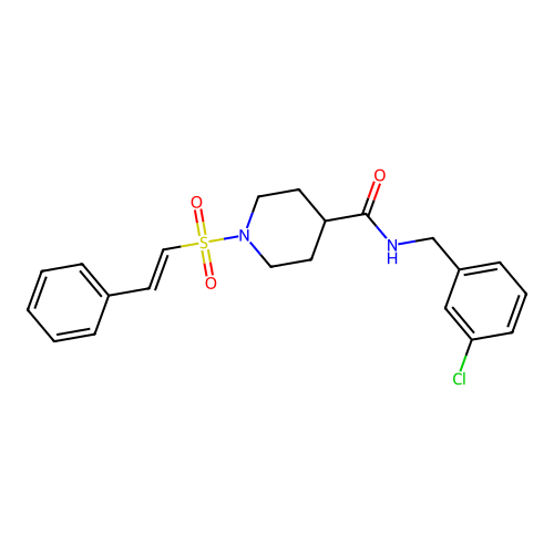 N-[(3-chlorophenyl)methyl]-1-(2-phenylethenesulfonyl)piperidine-4-carboxamide structure