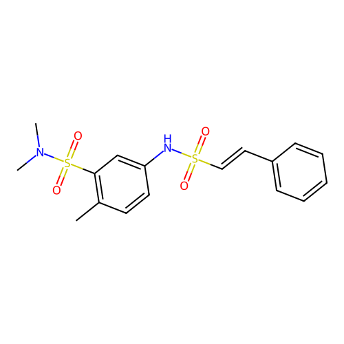 N,N,2-trimethyl-5-(2-phenylethenesulfonamido)benzene-1-sulfonamide structure