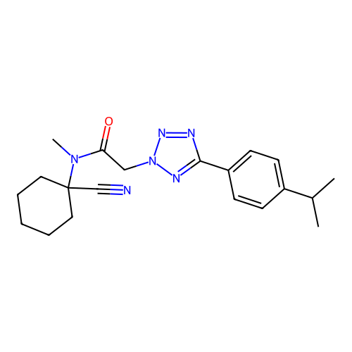 N-(1-cyanocyclohexyl)-N-methyl-2-{5-[4-(propan-2-yl)phenyl]-2H-1,2,3,4-tetrazol-2-yl}acetamide structure