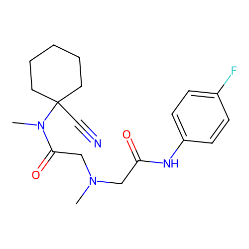 N-(1-cyanocyclohexyl)-2-[(4-fluorophenyl)carbamoylmethyl-methyl-amino]-N-methyl-acetamide structure