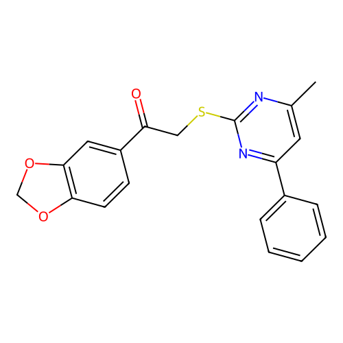 1-(1,3-Benzodioxol-5-yl)-2-[(4-methyl-6-phenylpyrimidin-2-yl)sulfanyl]ethanone structure