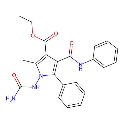 ethyl 1-(carbamoylamino)-2-methyl-5-phenyl-4-(phenylcarbamoyl)pyrrole-3-carboxylate structure