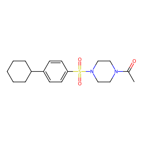 1-Acetyl-4-[(4-cyclohexylphenyl)sulfonyl]piperazine structure