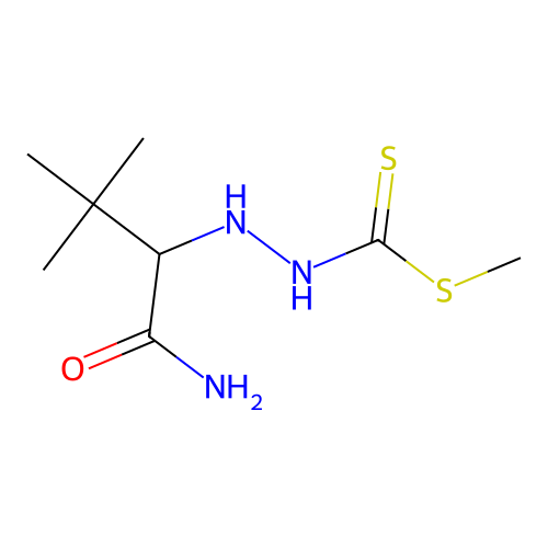 3,3-Dimethyl-2-(2-methylsulfanylcarbothioylhydrazinyl)butanamide structure