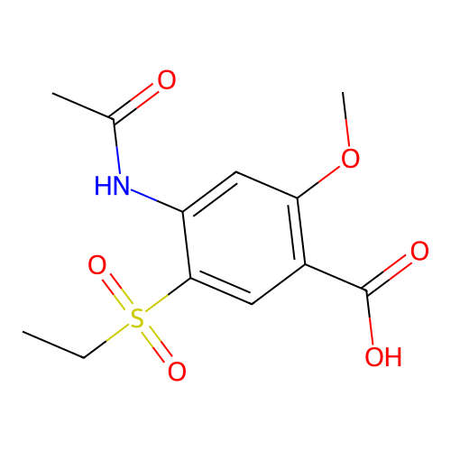 4-Acetamido-5-(ethylsulphonyl)-2-methoxybenzoic acid structure