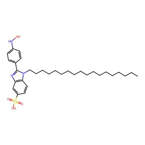 2-(4-(Hydroxyamino)phenyl)-1-octadecyl-1H-benzimidazole-5-sulphonic acid structure