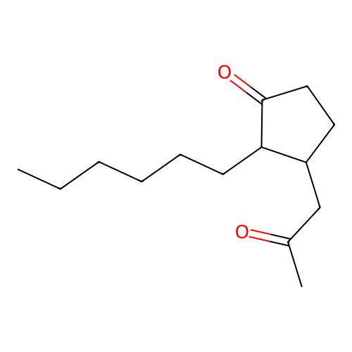 2-Hexyl-3-(2-oxopropyl)cyclopentan-1-one structure